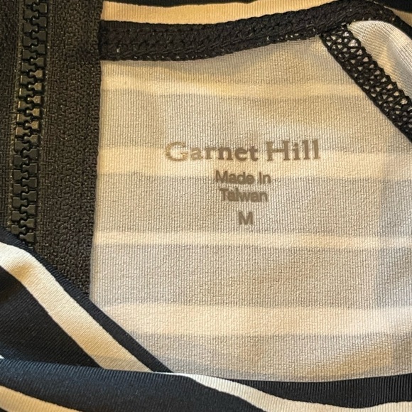 Garnet Hill Signature Rashguard, Black/White Striped, Mock Neck, Long Sleeve, M - Picture 4 of 15